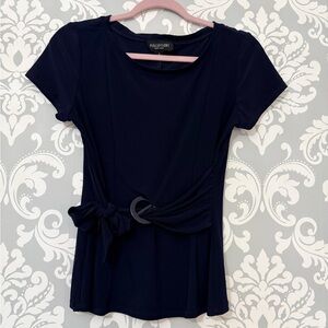 4/$25 • Perceptions Navy Belted Blouse